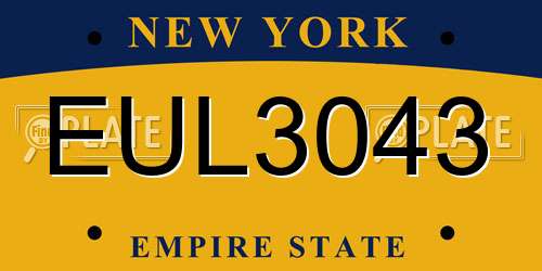 EUL3043 New York License Plate