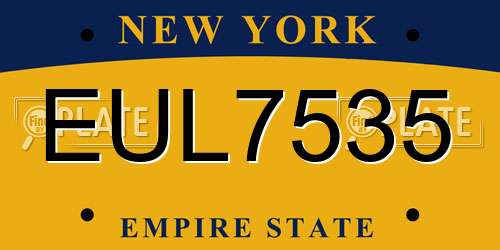 EUL7535 New York License Plate