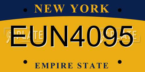EUN4095 New York License Plate