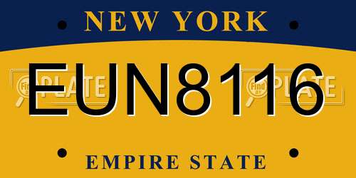 EUN8116 New York License Plate