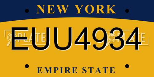 EUU4934 New York License Plate