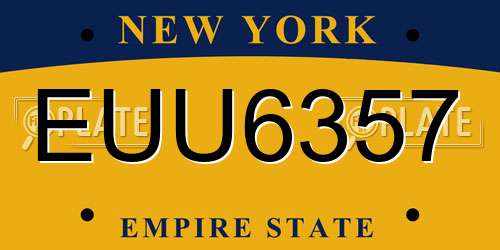 EUU6357 New York License Plate