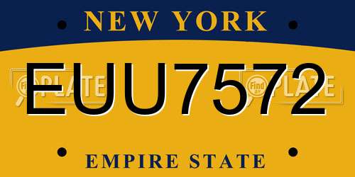 EUU7572 New York License Plate
