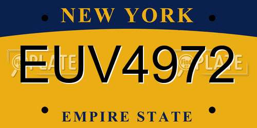 EUV4972 New York License Plate