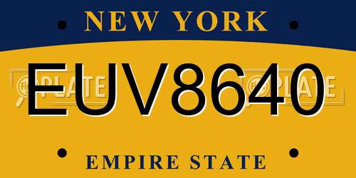 EUV8640 New York License Plate