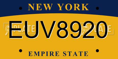 EUV8920 New York License Plate