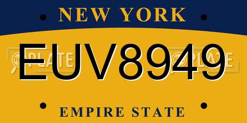 EUV8949 New York License Plate
