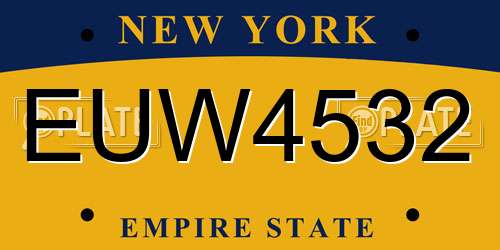 EUW4532 New York License Plate