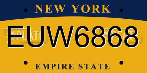 EUW6868 New York License Plate