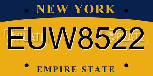 EUW8522 New York License Plate