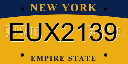 EUX2139 New York License Plate