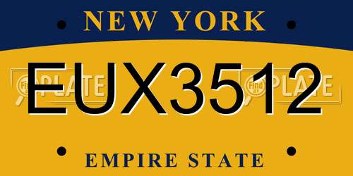 EUX3512 New York License Plate