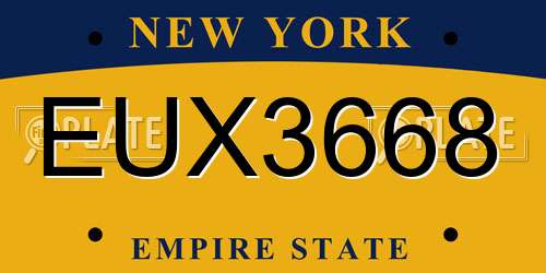 EUX3668 New York License Plate