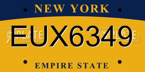 EUX6349 New York License Plate