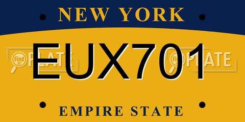 EUX701 New York License Plate