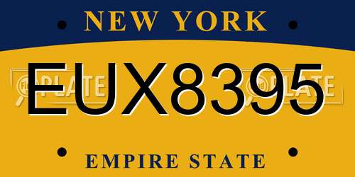 EUX8395 New York License Plate