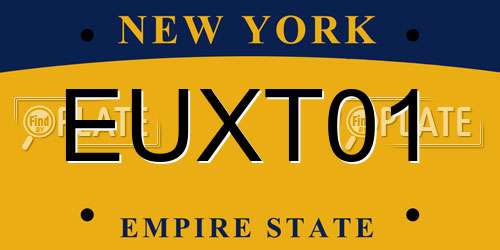 EUXT01 New York License Plate