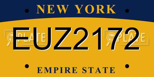EUZ2172 New York License Plate