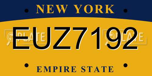 EUZ7192 New York License Plate