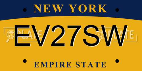 EV27SW New York License Plate