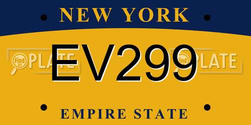 EV299 New York License Plate