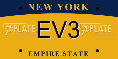 EV3 New York License Plate