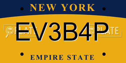 EV3B4P New York License Plate
