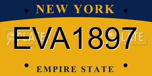 EVA1897 New York License Plate