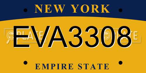 EVA3308 New York License Plate