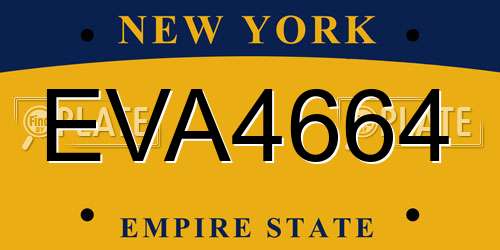 EVA4664 New York License Plate