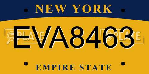 EVA8463 New York License Plate