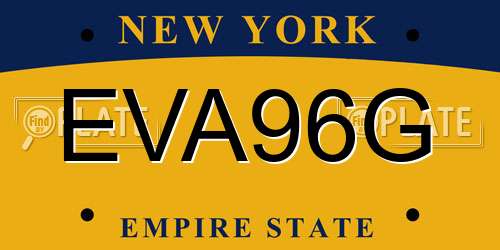 EVA96G New York License Plate