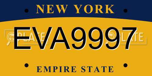 EVA9997 New York License Plate