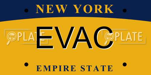 EVAC New York License Plate