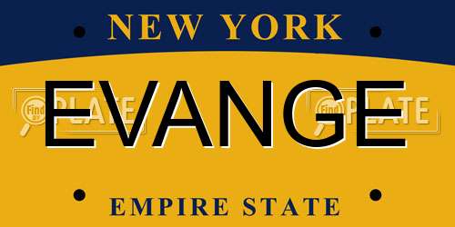 EVANGE New York License Plate