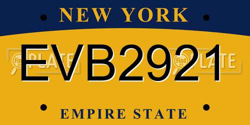EVB2921 New York License Plate