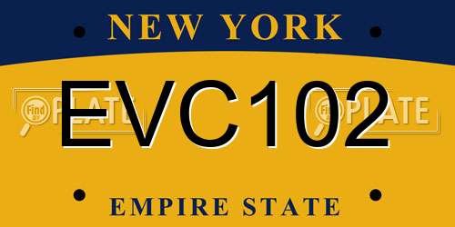 EVC102 New York License Plate