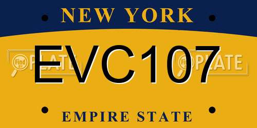 EVC107 New York License Plate