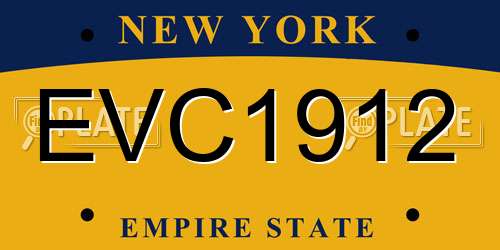 EVC1912 New York License Plate