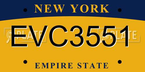 EVC3551 New York License Plate