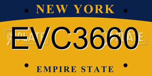 EVC3660 New York License Plate