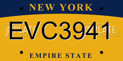 EVC3941 New York License Plate