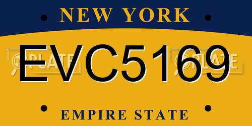 EVC5169 New York License Plate
