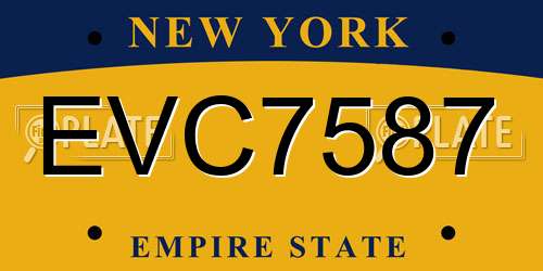 EVC7587 New York License Plate