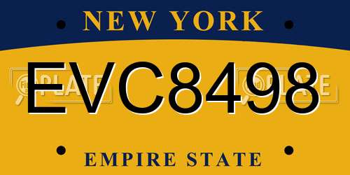 EVC8498 New York License Plate