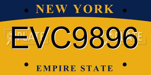 EVC9896 New York License Plate