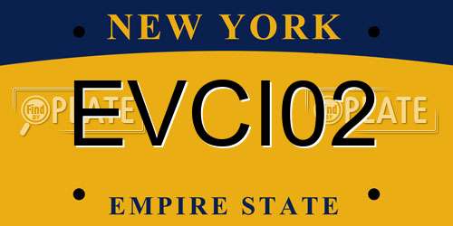 EVCI02 New York License Plate