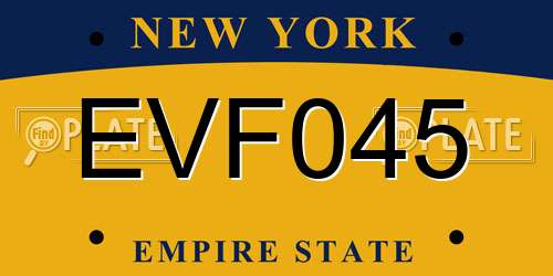 EVF045 New York License Plate