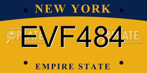 EVF484 New York License Plate