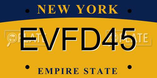 EVFD45 New York License Plate